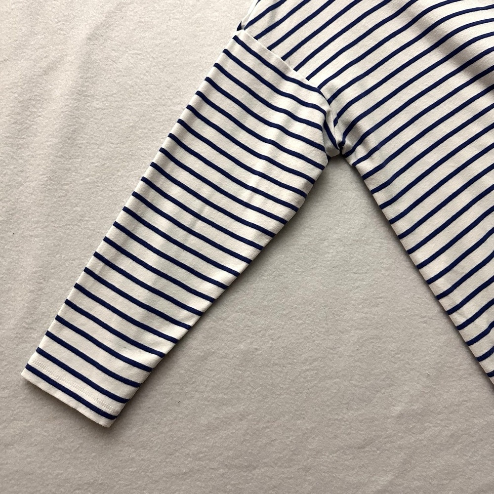 J. McLaughlin Womens Medium M Blue Striped 3/4 Sleeve Nautical Fisherman - Picture 4 of 7